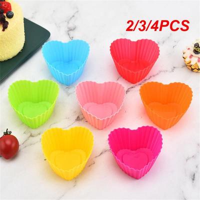2/3/4PCS Silicone Cake Mold Easy Clean Reusable Non-stick Cake Mold Muffin Cupcake Liners Muffin Mold