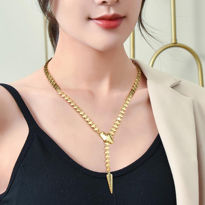 Snake Trendy Chain Clavicle Necklace In Gold And Silver For Women Perfect For Stylish Commute