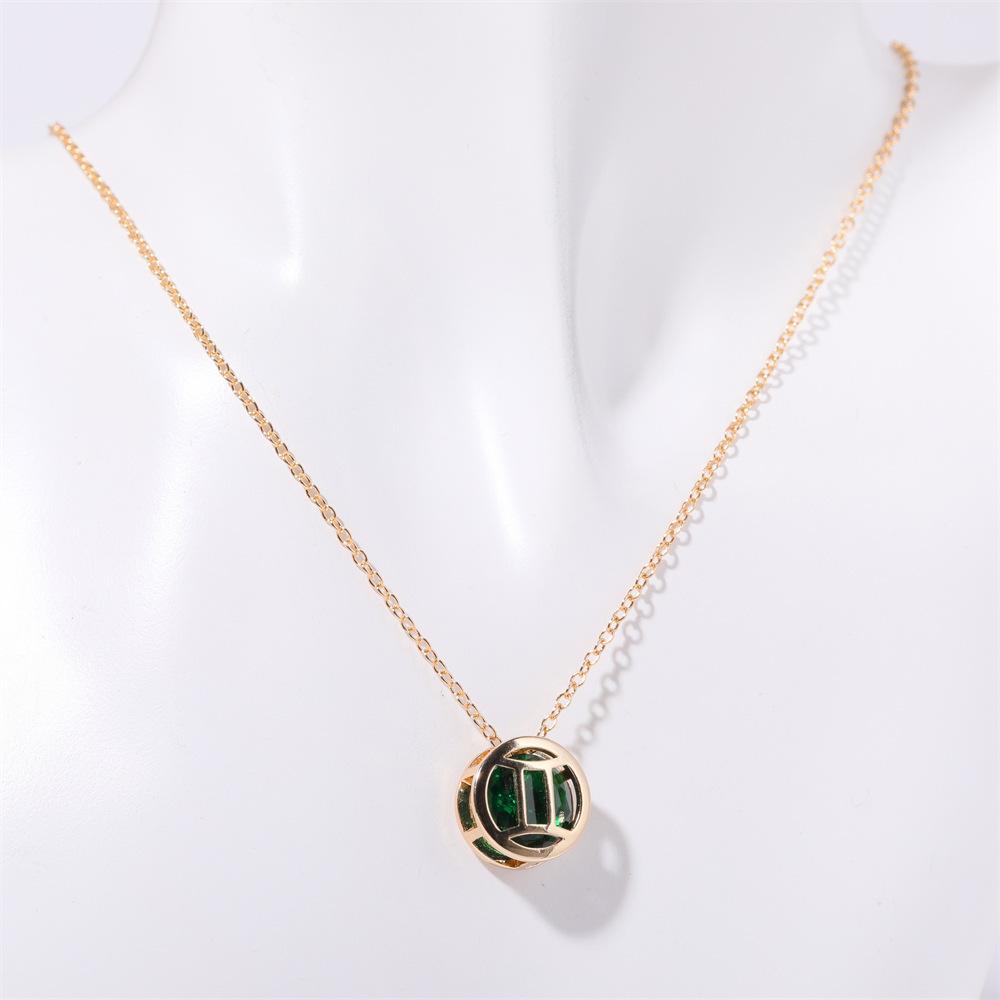Twelve Zodiac Constellation Necklace - Double-sided Pendant Necklace with Zirconium Drop Pendant and Hollow Chain Around The Collarbone.