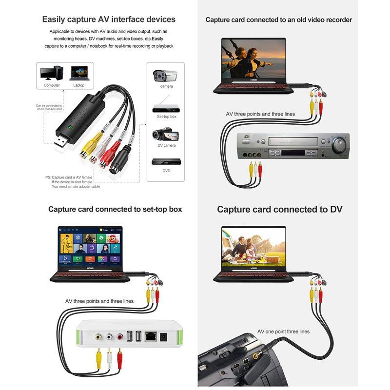 Easycap USB Video Capture Video USB Jednokanálová zachytávací karta Podporuje Win7 DVD Maker