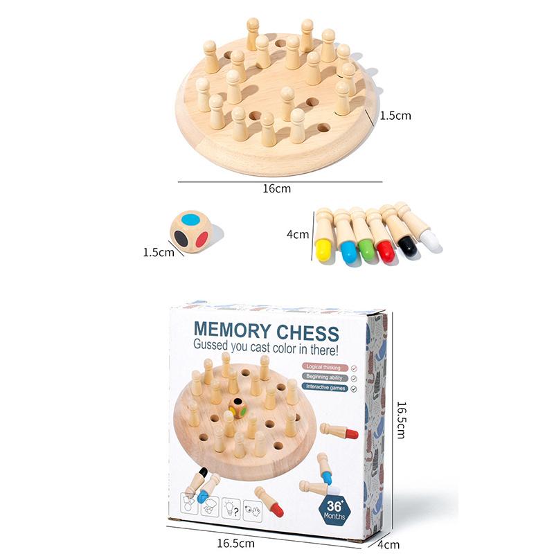 Wooden Memory Chess Board Game, Educational Toy For Kids Focus Training, Kids Matchstick Chess Color Cognitive Ability Toy