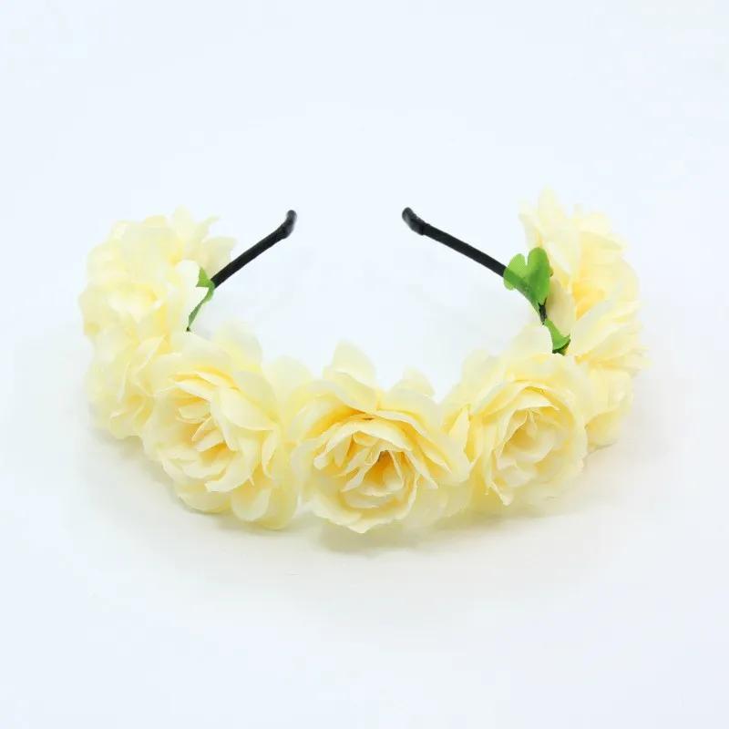 Floral Garland Romantic Wreaths Bride Garland Head Hoop Fashion Bohemian Bridal Flower Hair Accessories Children Headbands Gifts