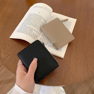 Cartera plegable de alta gama con cremallera para mujer (estilo bolso pequeño)