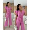 Tute Estive da Donna a Maniche Corte Larghe Eleganti con Scollo a V Incrociato Moda Ufficio Casual Semplici Tute Streetwear Salopette con Lacci Abbigliamento Donna