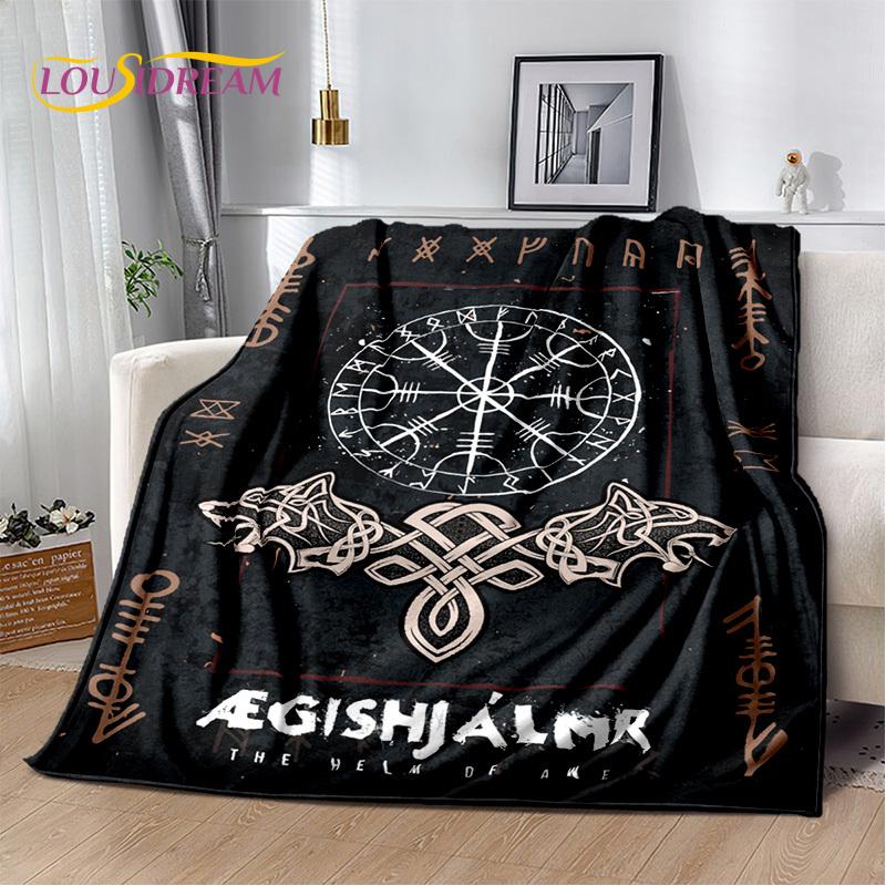 3D Viking Odin Valhalla Nordic Mythology Symbols Blanket,Soft Throw Blanket for Home Bedroom Bed Sofa Picnic Office Travel Cover
