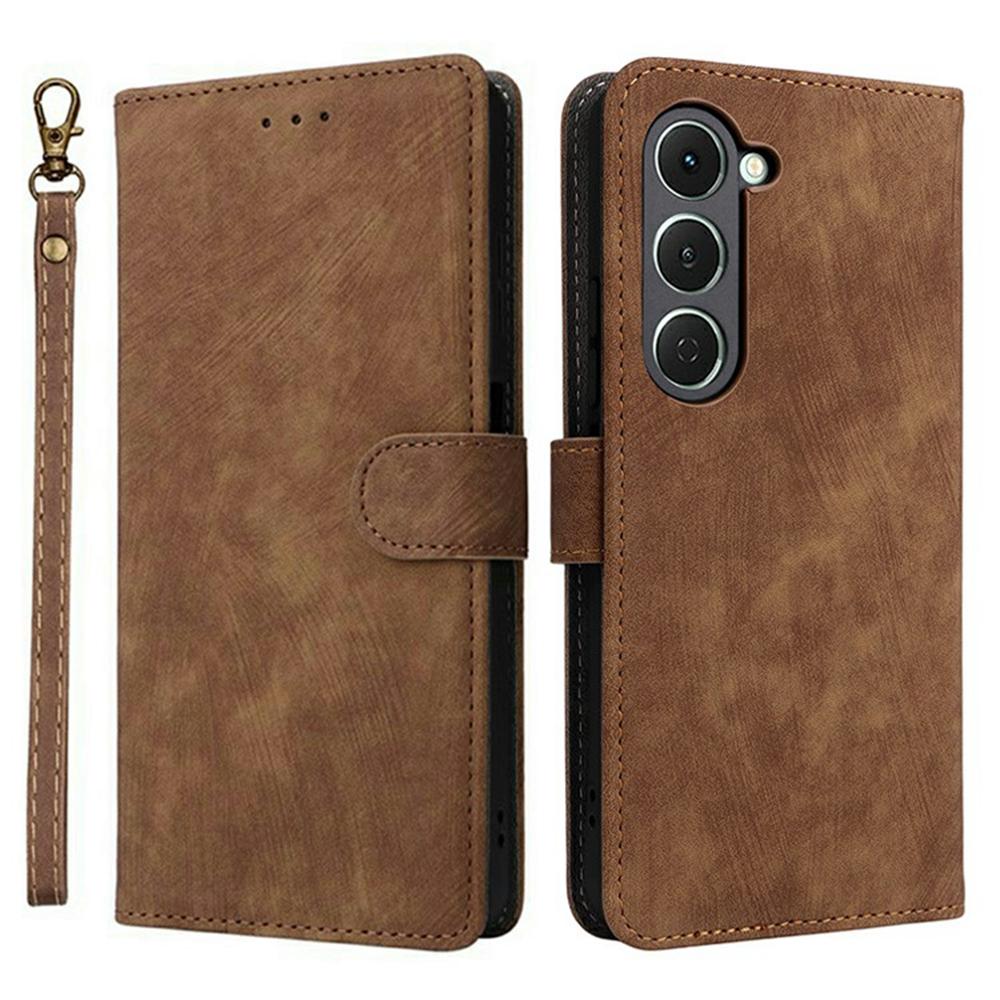 

For TECNO Spark 40 Pro 4G KM6 Case Wallet RFID Blocking PU Leather Phone Cover Stand with Strap Brown