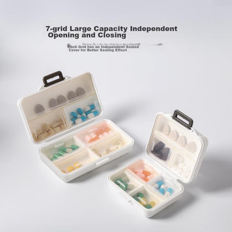 Etravel Portable Pill Organizer, Large Capacity Medicine Box, Pill And Jewelry Case, 7-Day Extended 7-Compartment Rectangular Pill Case