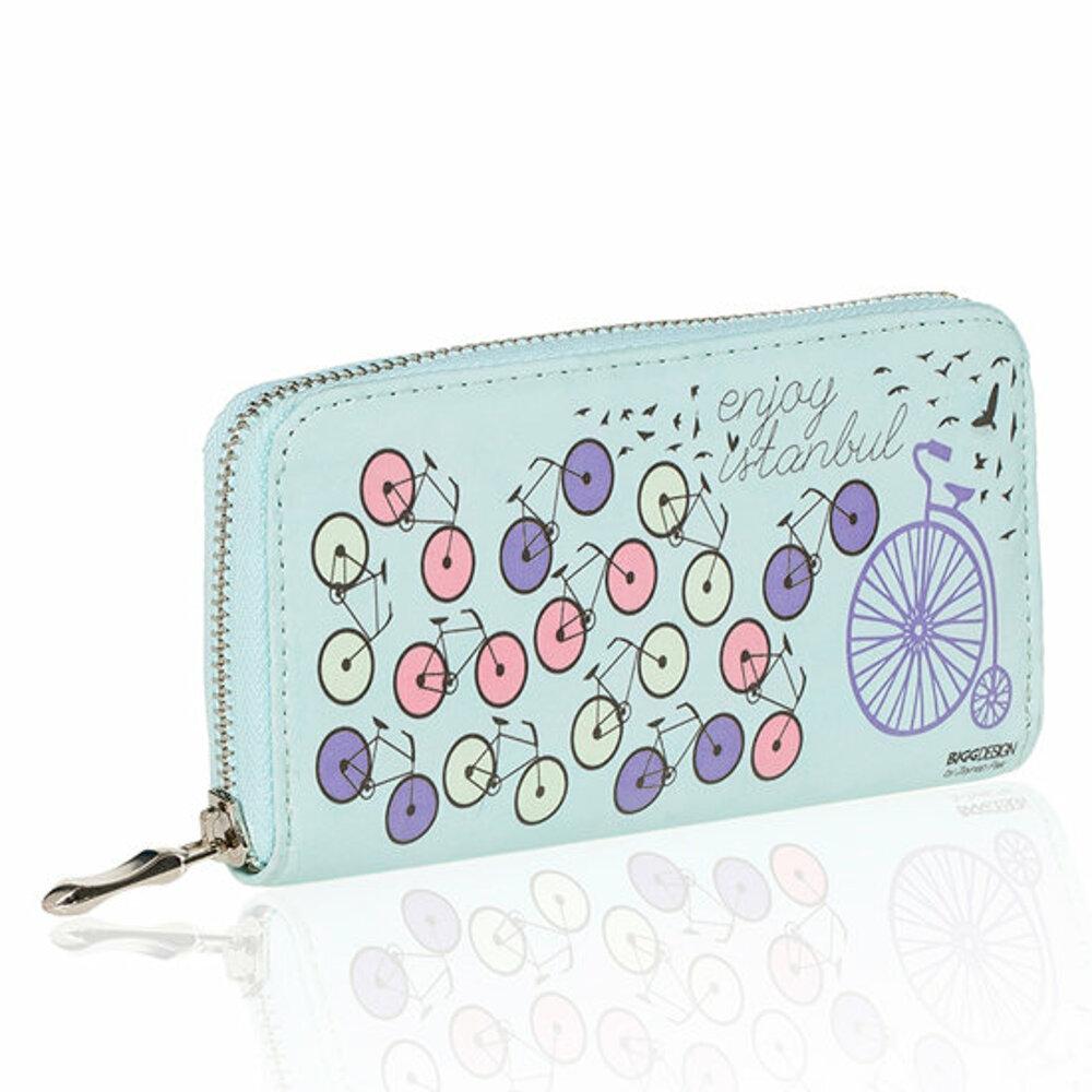 Biggdesign Bicycle Patterned Blue Wallet