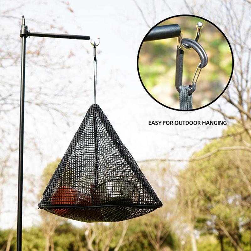 Outdoor Camping Kitchen Hanging Net Kitchen Foldable Storage Bag Cookware Drying Net Triangular Drying Net Dry Food Organizer