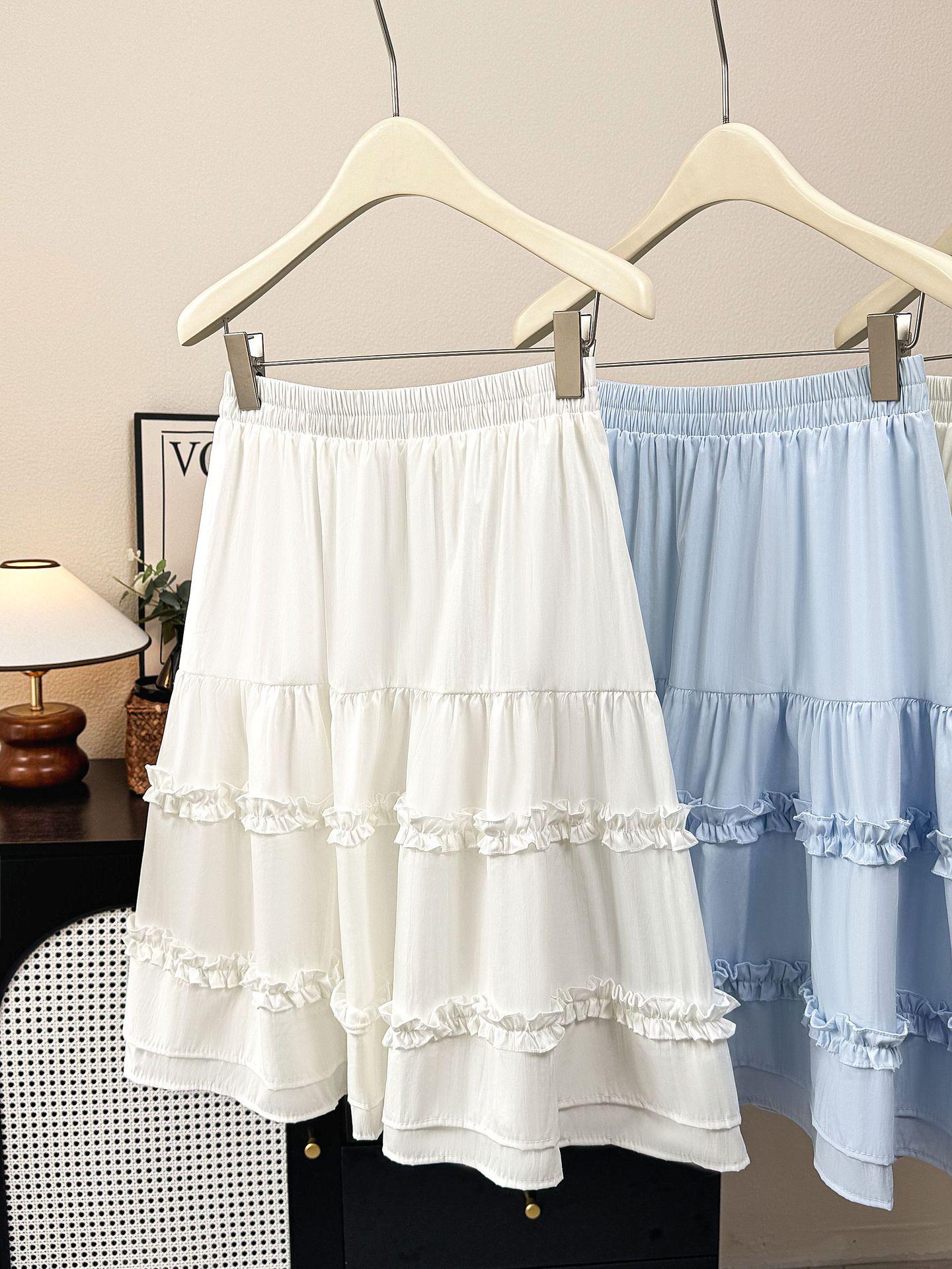 2026 Versatile High-Waist White Lace Midi Skirt - Slimming Design for Women One Size абрикосовый