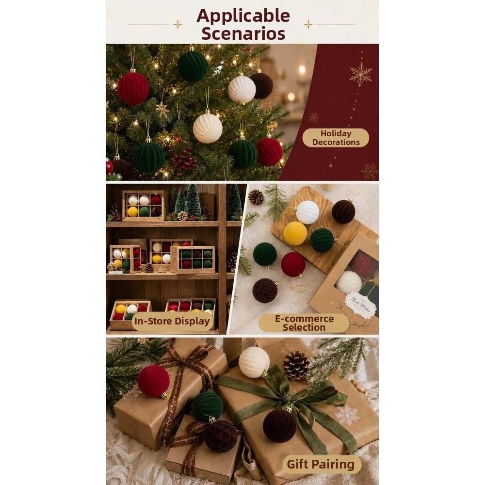 Multi Texture Velvet Christmas Balls Assorted Colors Multi Texture Baubles Xmas Gift