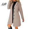 Single Breasted Coats Notch Lapel Collar Long Coat for Women Sleeves Women Casual Blazer Jacket Slim Fit Solid Color Outerwear Fall Winter Jacket