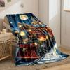 Christmas Train Night Print Blanket Bedroom Blanket for Livingroom Couch Lunch Break Soft Throw for Friend's Festival Gift