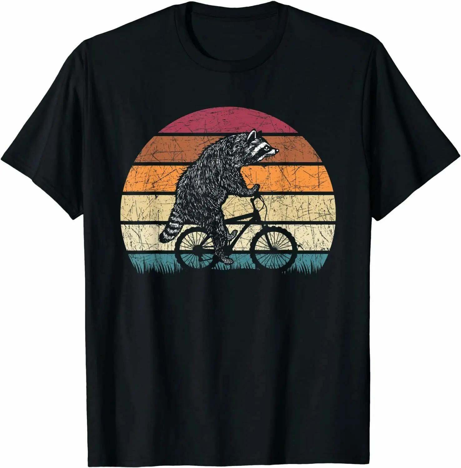 Bicycle Panda Retro Cyclist Gift Racoon Men TShirt Short Sleeve Casual Cotton T Shirts S