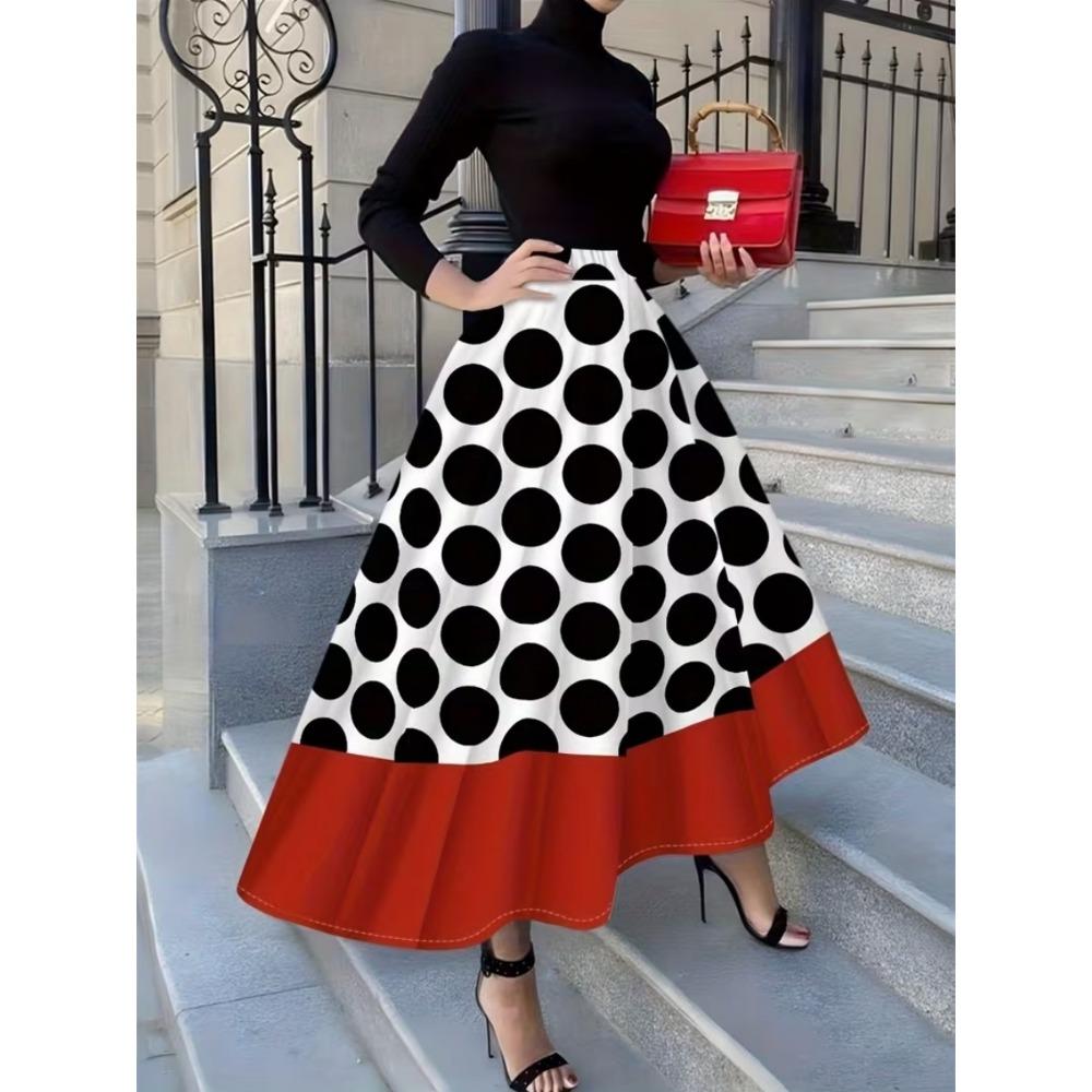 Printed Design Four Seasons Leisure Style Geometric Abstract Design Printed Half Skirt