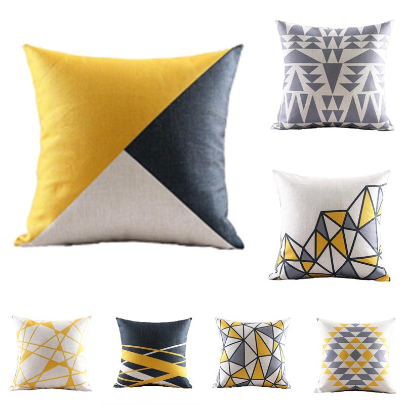 Design Nordic Geometric Striped Sofa Pillow Thick Linen Decorative Cushions