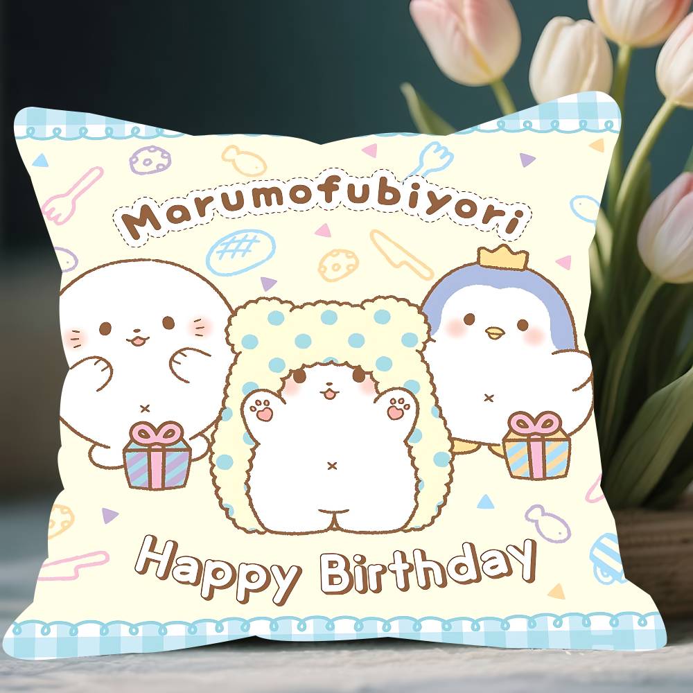 

Cute M-marumofubiyoriS Pillow Case Removable Washable Cushion Cover – All-Season Soft Linen 12x12Inch