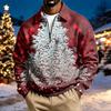 Herren lässiges Weihnachtsdruck Viertelreißverschluss Sweatshirt mit Kragen