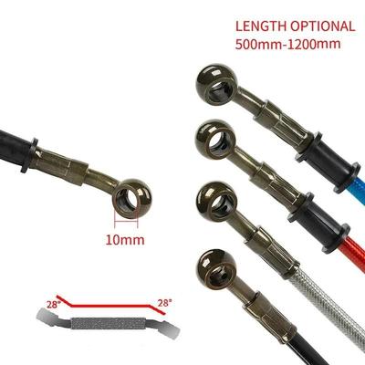 Motocykl Dirt Bike Oplotany Przewód Hamulcowy Stalowa Linka Hamulcowa Przewód Hydrauliczny 28 Stopni Banjo 500mm-1200mm dla Uniwersalnego Motocykla