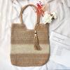 2025 Summer Women's Large Capacity Chinese Style Tassel Straw Shoulder Bag