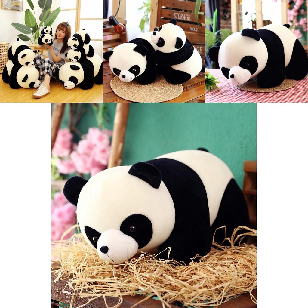 Panda Plush Stuffed Animal Toy With Short Plush Fur And Pp Cotton Fill For Kids Gift
