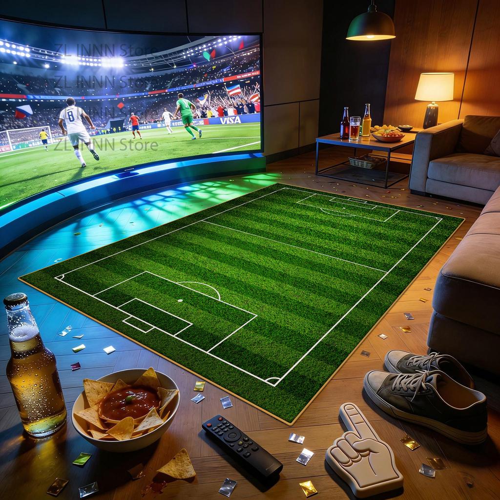 Fotbollsplan Stor Yta Sporttema Mattor Dekoration Hemma Vardagsrum Fluffig Mjuk Matta 200×300 Sovrum Spelplan Matta Barn