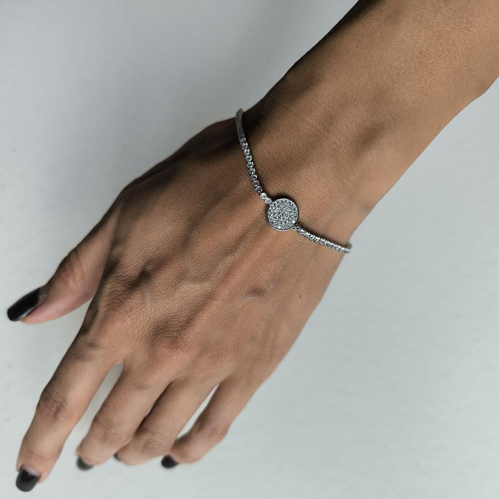 Серебряный браслет с фианитами, вес изделия 3,86 гр (2186946)