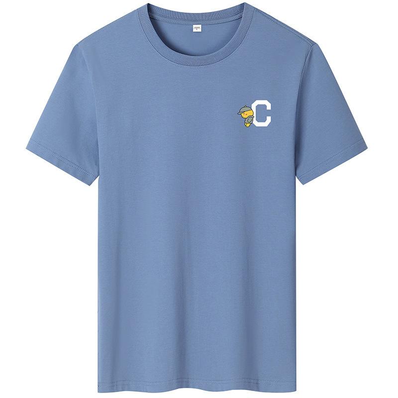 C Impresso Homem Moda Camiseta de manga curta Casual Camiseta de algodão puro