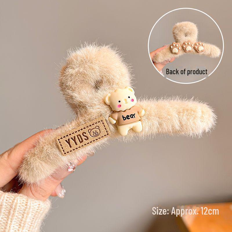 

Плюшевая заколка для волос «Зимний медведь» для девочек — большая заколка в виде акулы для затылка