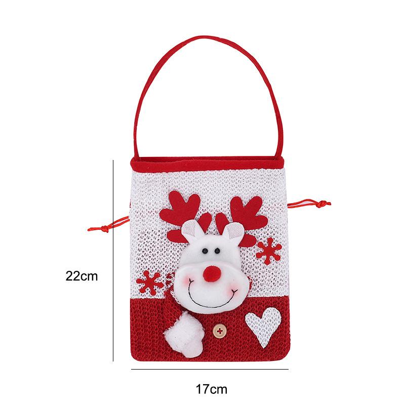 Christmas Gift Bag with Santa Apple Print, Jute-Like Candy Pouch for Xmas Decorations Holiday Party Favor