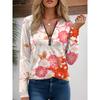 Women's T Shirt Quarter Zip Long Sleeve Casual Graphic Geometric Abstract