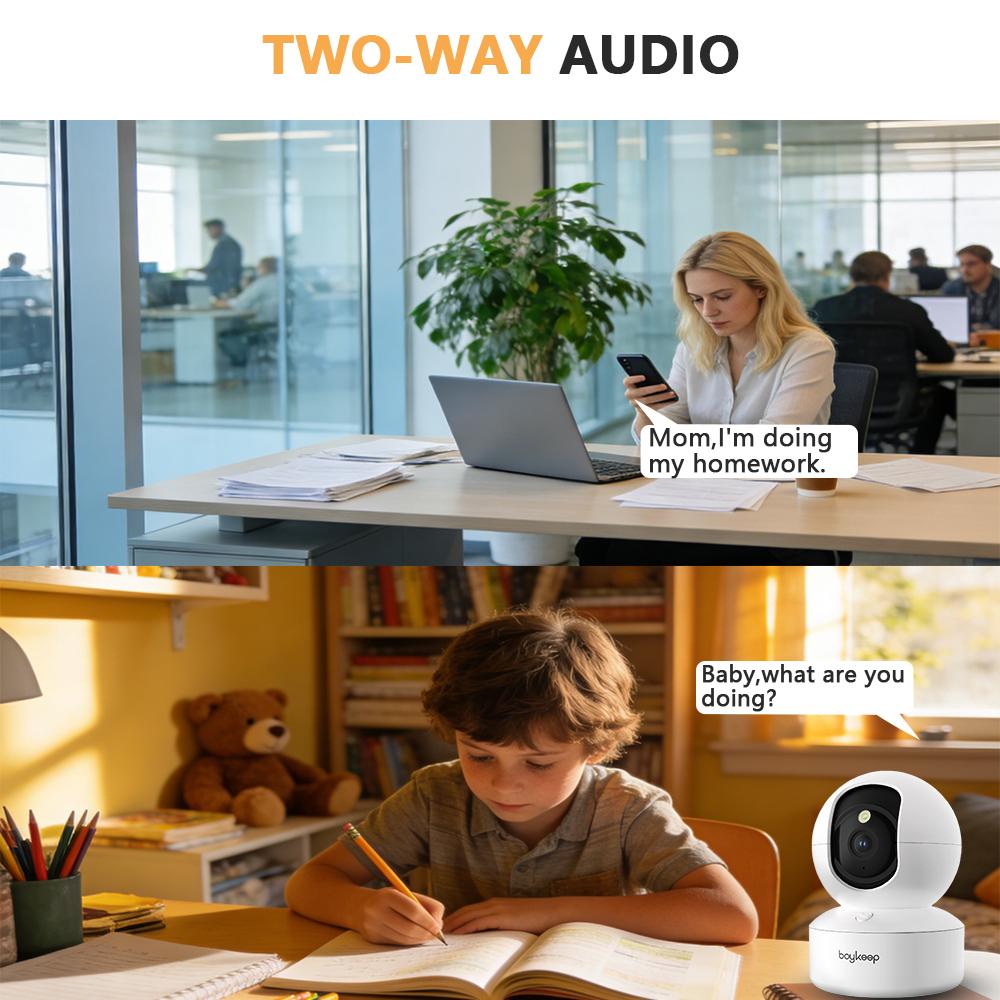 1pc Boykeep Indoor Security Camera, 5G/2.4GHz WiFi Camera with Phone App, 360° Pan & Tilt, 2-Way Audio, Color Night Vision, 12s Free Cloud Storage