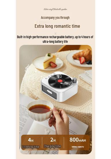 Creative Retro Vinyl Record Player: Portable Bluetooth 5.3 Speaker for Outdoor and Desktop Use