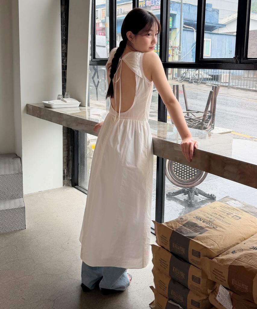 Howaseu Backless Cotton One-Piece (Off White)