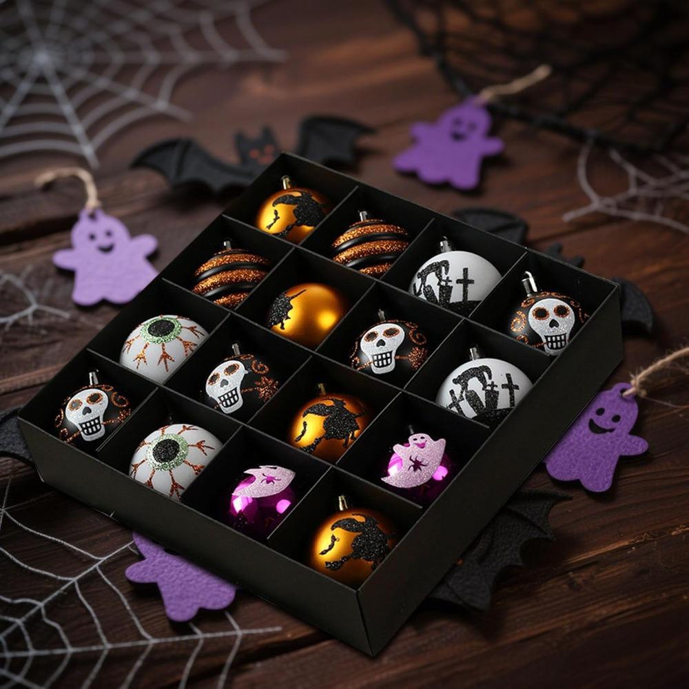 16PCS/SET Halloween Decorations, Ball Tree Decorations, Witch and Spider Halloween and Christmas Indoor and Outdoor Decorations