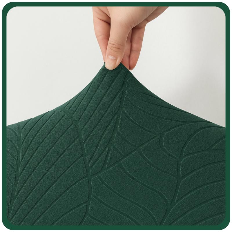 Bottle Green Velvet Jacquard Patterned Elastic Wingback Armchair Cover [30-Z3-Zlb]