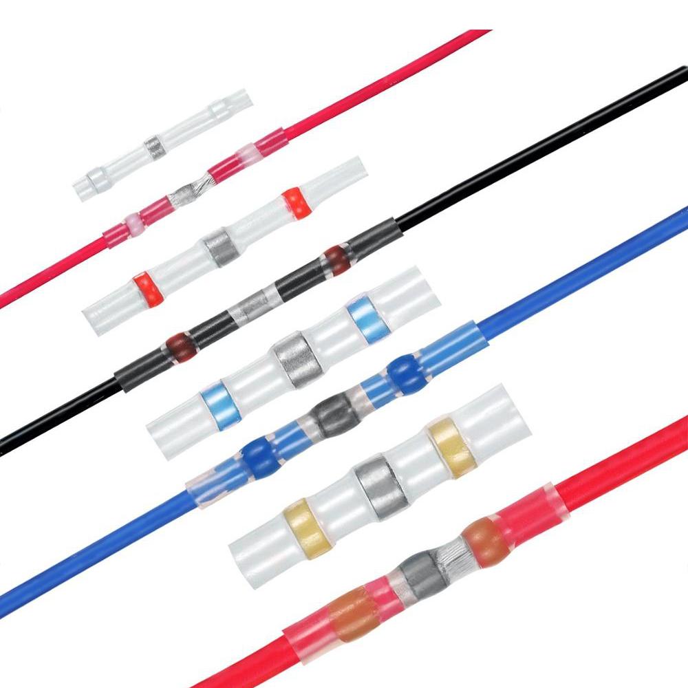 50/100pc Heat Shrink Butt Terminals Bagged Welding Sealed Electrical Connectors Wire Cable Splice Kit for Car and Marine
