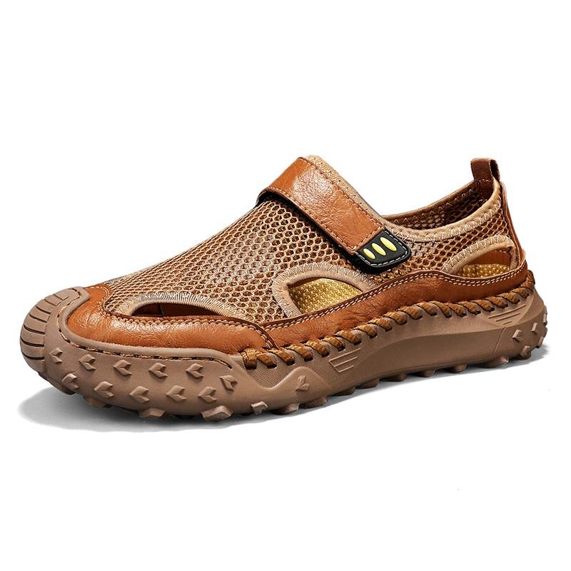 Summer Men Sandals Genuine Leather Mens Casual Shoes Outdoor Men Leather Sandals for Men Beach Shoes Roman Mens Shoes