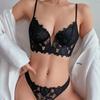 "Sexy Deep V Embroidered Lace Push-Up Lingerie Set for Enhanced Curves"