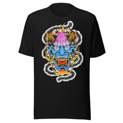 Tattoo Inner War Demon Oni Graphic T-Shirt Streetwear Fire Design T-shirt