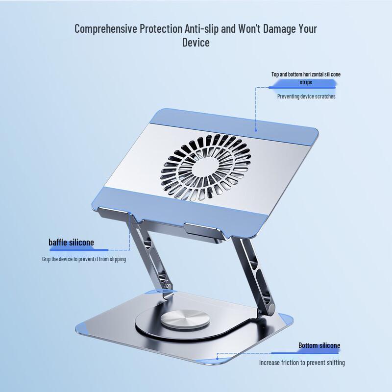 Adjustable Laptop Cooling Stand with Fan and 360° Rotation