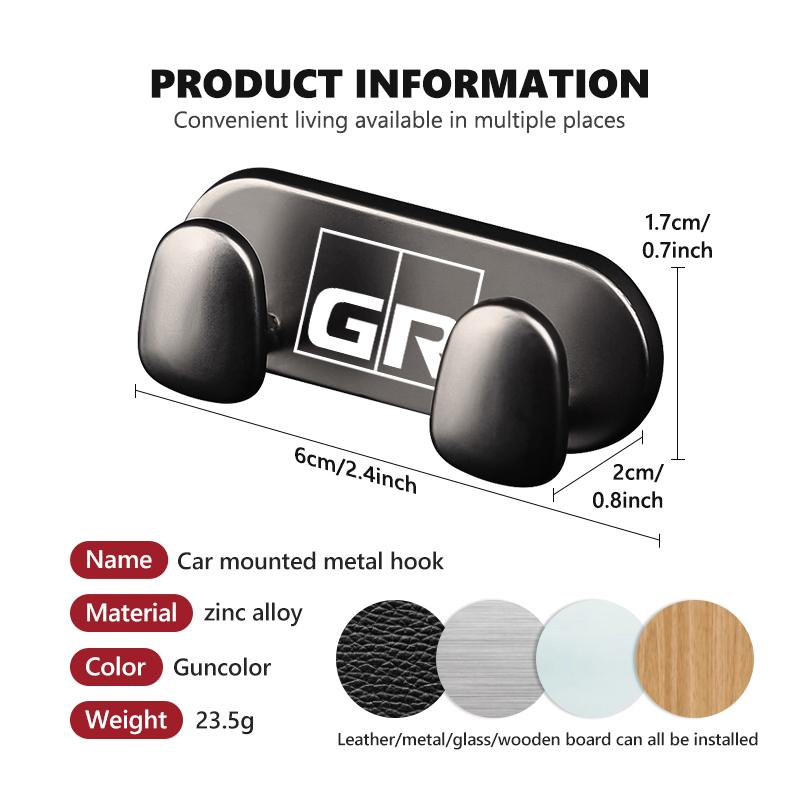 For Toyota Car Logo Metal Hooks Home Wall Double Hooks Interior Accessories Crown Yaris Corolla Prius Auris GR Avalon GR Camry