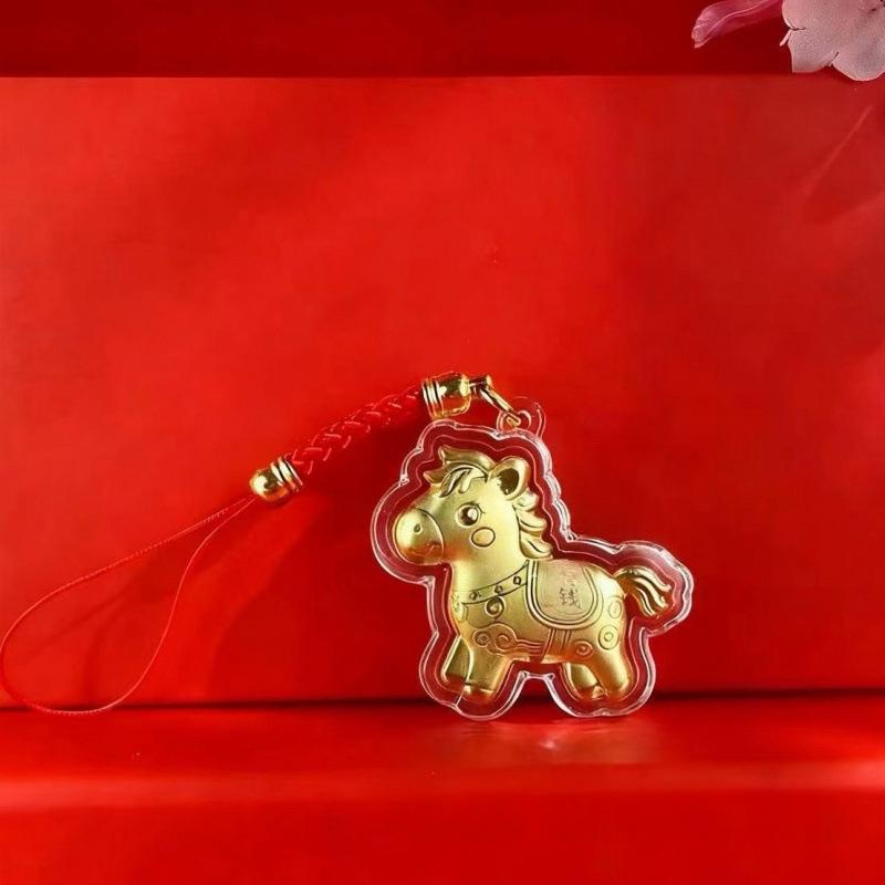 Gold-Plated Year of the Horse Keychain Pendant - Custom New Year Gift