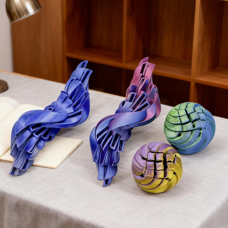 1Pcs 3D Printed Twistsphere Props Gear Liquid Flow Ball With Rotating Design Anxiety Relief Toys Slime Ball Toy