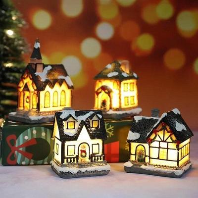Noël Nouvelles Décorations de Noël Résine Petite Maison Micro Paysage Résine Petites Ornements Cadeaux de Noël Décor de Pièce