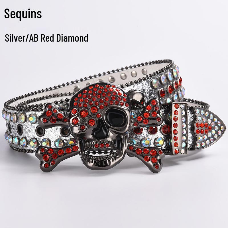 Cataramă de Curea Hip Hop cu Strasuri în Formă de Craniu - Stil Punk European și American