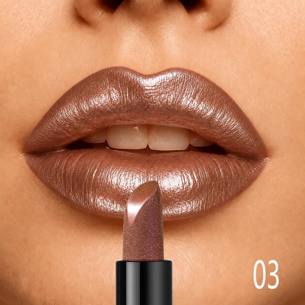 Rossetto Perlescente con Brillantezza Fine, ad Alto Lucido, Facile da Colorare, Lunga Tenuta, Facile da Colorare, Idratante, Effetto Cremoso e Liscia