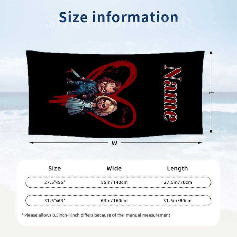 chucky Custom Name Printed Beach Towel Personalized Soft Towel For Swimming Beach Travel