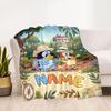 Bluey's Bubble Adventure Customize Text Blanket Cozy Customizable Blanket Durable Comfort for Office Picnics Office Chair Livingroom
