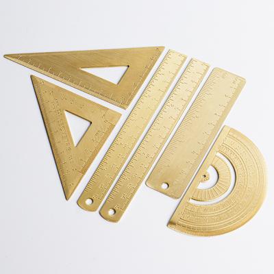 Vintage Mosazné Rovné Pravítko Pro Studenty Kreativní Kovové Trojúhelníkové Pravítko Úhloměr Kancelářské Potřeby Měřicí Nástroj Školní Potřeby Nové